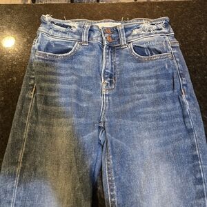 Distressed Blue Denim Jeans Brisge By Gly High Rise Ankle Skinny Distressed Size